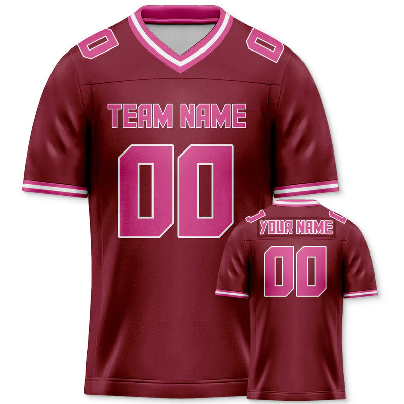 Custom Crimson Pink Mesh Authentic Football Jersey