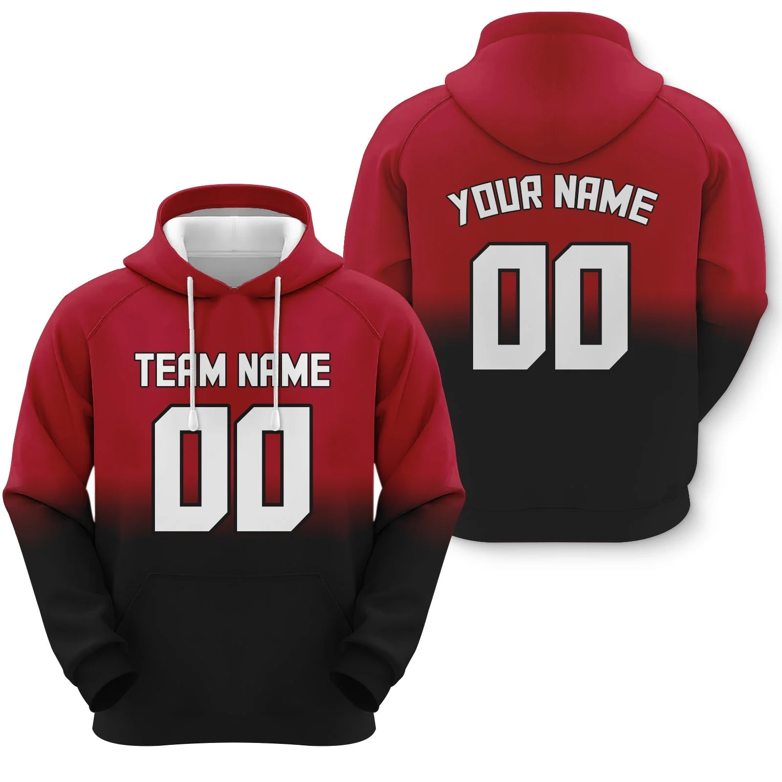 Custom Red White-Black   Sports Pullover Sweatshirt  Split Fashion Football Hoodie1