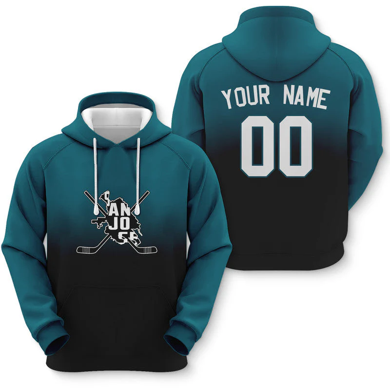 Custom Sports Pullover Sweatshirt Hockey Split Map San Jose Fashion Hoodie