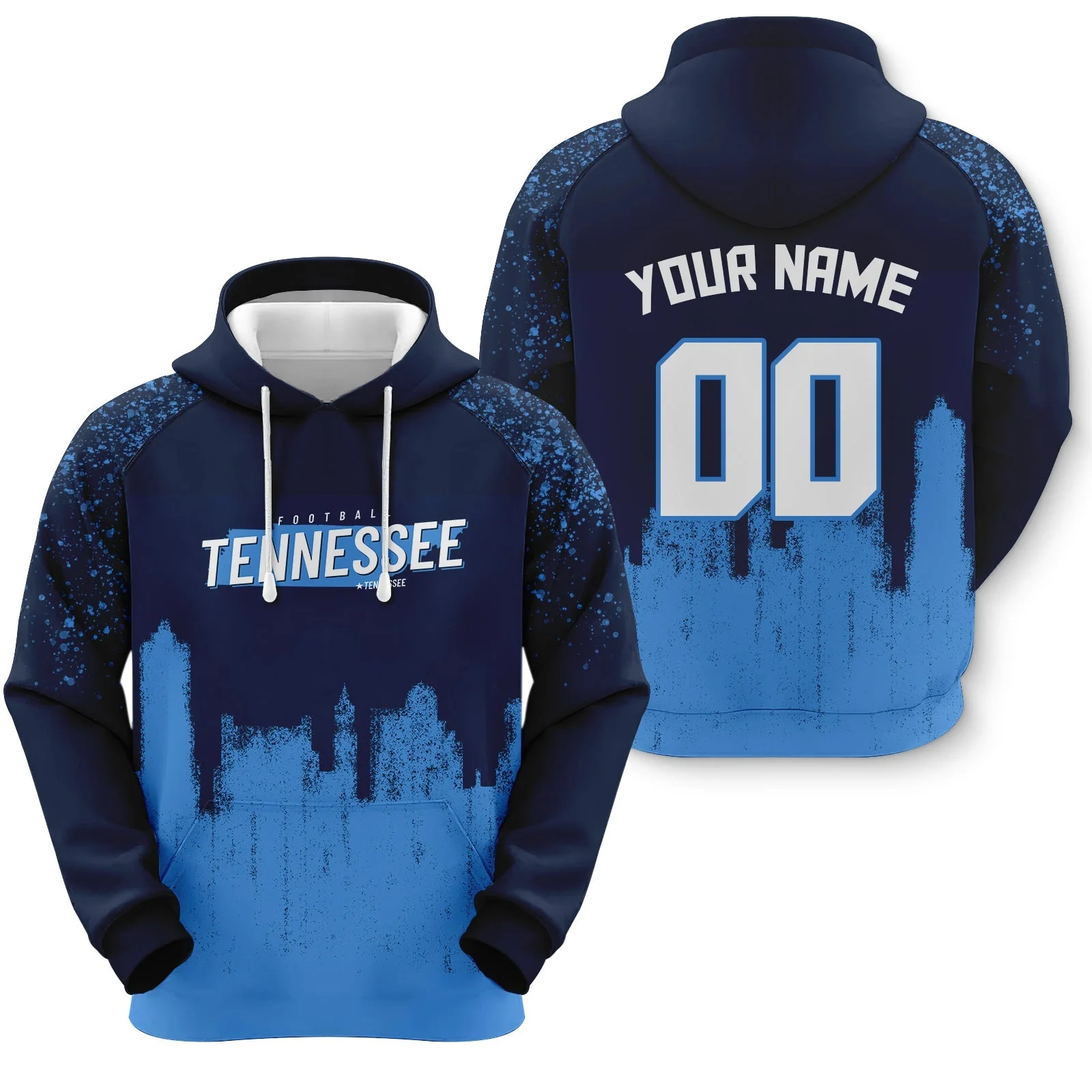 Custom Sports Pullover Sweatshirt Football Graffiti City Map Tennessee Fashion Hoodie